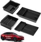 for Tesla New Model Y Juniper Center Console Organizer Tray Divided Storage Double Layer Space Slide smoothly Model Y 2025 2026 Accessorie - 4 PCS, Black