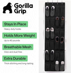 GORILLA GRIP Over the Door Shoe Organizer, 24 Large Breathable Mesh Pockets, Space Saving Hanging Storage Holder, Closet Rack