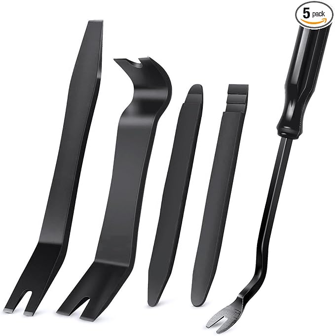 GOOACC 5 PCS Nylon Auto Trim Removal Tool Kit No-Scratch Removal Tool Kit for Car Clip Panel & Audio Dashboard Dismantle Blac