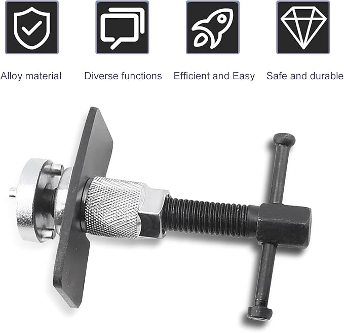 Car Brake Pad Replacement Tool, Disc Brake Caliper Compression Tool Kit, Anti-rust Piston Rewind Device with 2 Adapters and C