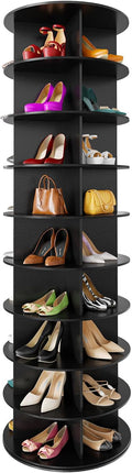 SpaceAid 9 Tier Rotating Shoe Rack Tower, Spinning Shoe Display Lazy Susan, Revolving 360 Shoe Rack Storage Round Carousel, V