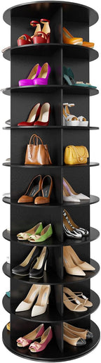 SpaceAid 9 Tier Rotating Shoe Rack Tower, Spinning Shoe Display Lazy Susan, Revolving 360 Shoe Rack Storage Round Carousel, V