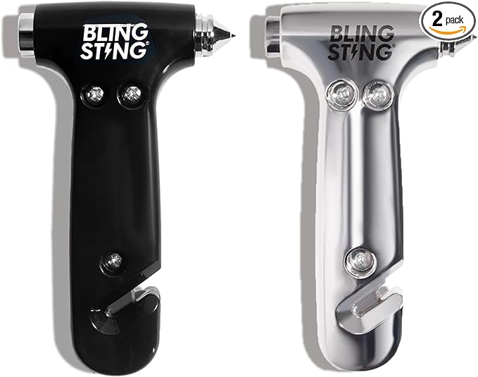 BLINGSTING Car Emergency Escape Hammer, Seatbelt Cutter, Window Breaker Tool, Interior Visor Strap, New Driver Vehicle Safety