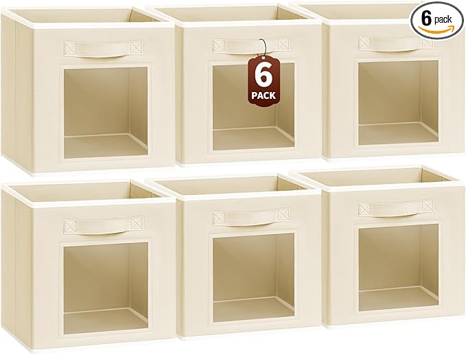 Homsorout Storage Baskets for Organizing - 6 Pack Cube Storge Bins, Foldable Storage Bins with Handle, Closet Organizers and 