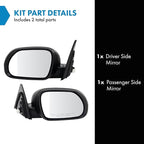 TRQ Driver & Passenger Side Power Mirror Set Textured Black Manual Fold Without Heat or Blind Spot Fits 2020-2021 Kia Soul KI