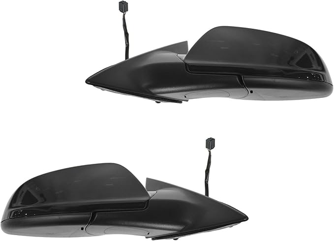 TRQ 2 Piece Driver and Passenger Side Mirror Assembly Set Electric Adjustment Heated No Memory Black Compatible with 2007-200