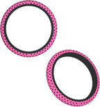 Pink Black Bow Steering Wheel Cover,Cute Classic Universal Fit 14-15 inch Steering Wheel Cover for Women Men, Automotive Inte