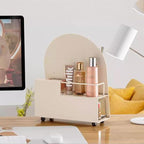 Makeup Storage Box Metal Makeup Organizer Rack Box, Countertop Organizer for Cosmetics, Vanity Holder for Lipstick, Brushes, 