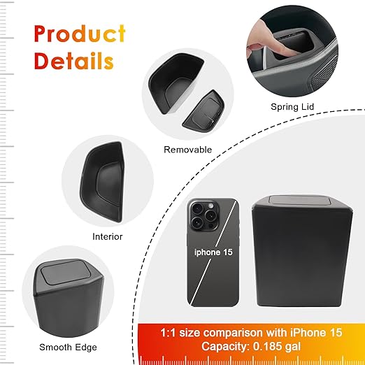 for Toyota RAV4 Trash Can for 2019-2025 Toyota RAV4 Small Car Trash Bin for Side Door RAV4 Front Left Door Trash Garbage Bin w/Lid for Toyota RAV4 Accessories (RAV4 Left Side)