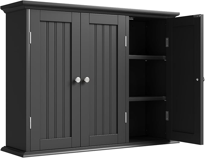 ChooChoo Bathroom Wall Cabinet with 3 Doors, Laundry Cabinet Wall Mounted, Medicine Cabinet with Adjustable Shelves, Hanging 