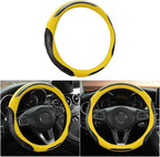 Leather Steering Wheel Cover, Auto Car Stretch Steering Wheel Protector, Universal 15 Inch Anti-Slip Breathable Odorless Stee