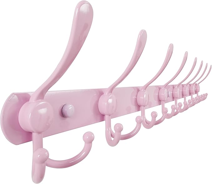 Dseap Coat Rack Wall Mount - 29.5” Long 8-Tri-Hooks Heavy Duty Coat Hanger Rail Wall Hooks for Hanging Coats Hats Clothing Cl