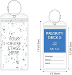 Clabby 200 Sets Cruise Clear Luggage Tags Holders Bag with Loops for Carnival, PVC Waterproof Tag for Travel Supplies