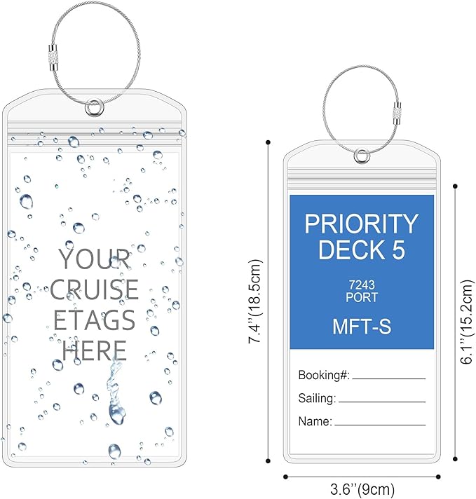 Clabby 200 Sets Cruise Clear Luggage Tags Holders Bag with Loops for Carnival, PVC Waterproof Tag for Travel Supplies