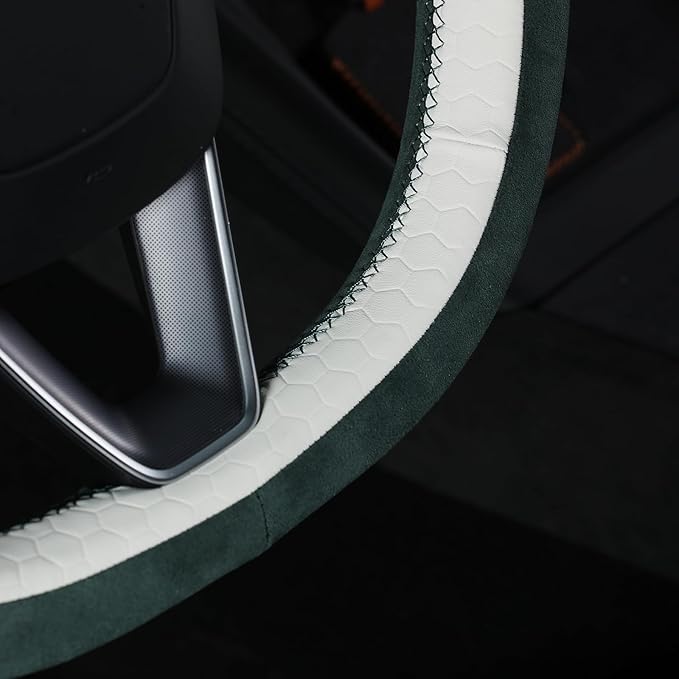 MEWANT DIY Stitching 3D Style Steering Wheel Cover Wrap for Tesla Model 3 Highland 2023-2025/Model Y 2025 Highland for Tesla Model 3/Model Y Accessories(3D Style)
