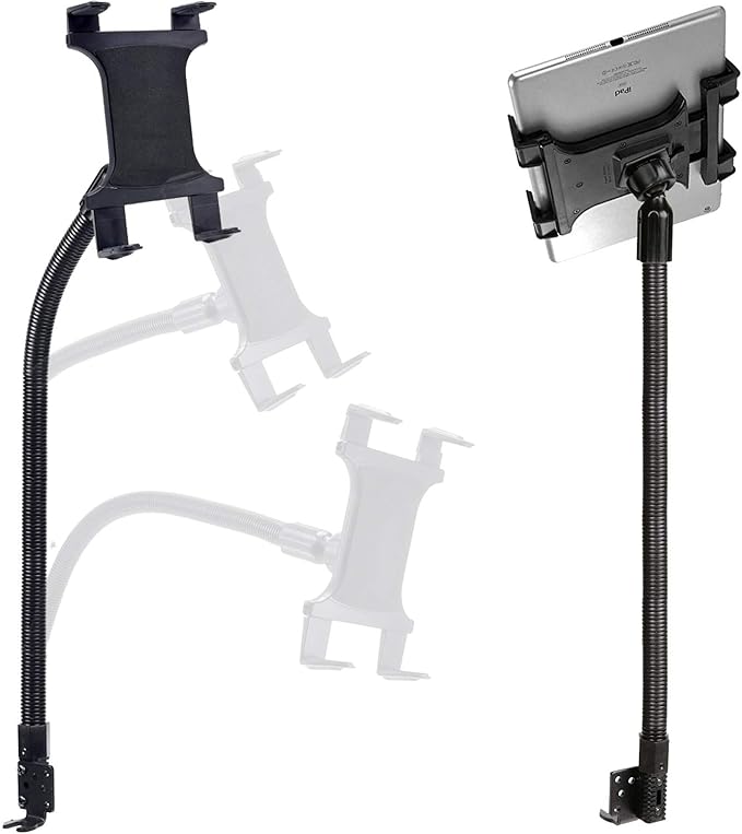 Heavy Duty Flexible 22“ Aluminum gooseneck ELD compliant car truck fleet floor seat bolt tablet mount for Apple iPad Air Pro Mini Microsoft Surface Pro/Book Lenovo Verizon 7 8 10 12 tablets