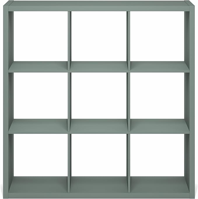Furinno Cubicle Book Shelf, 9-Cube Bookshelf, Extra Thick Frame Reversible Bookcase with Open Back, 14.6" x 44" x 44", for Li
