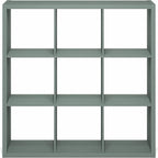 Furinno Cubicle Book Shelf, 9-Cube Bookshelf, Extra Thick Frame Reversible Bookcase with Open Back, 14.6" x 44" x 44", for Li