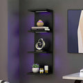 4-Tier Wall Shelf Unit with RGB Lights, Floating Lack Shelf for Home Decor, Wall Mounted Vertical Display Shelf for Bedroom L