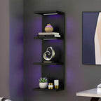 4-Tier Wall Shelf Unit with RGB Lights, Floating Lack Shelf for Home Decor, Wall Mounted Vertical Display Shelf for Bedroom L