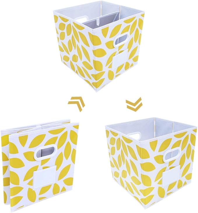 MAX Houser Fabric Storage Bins Cubes Baskets Containers with Dual Plastic Handles for Home Closet Bedroom Drawers Organizers,
