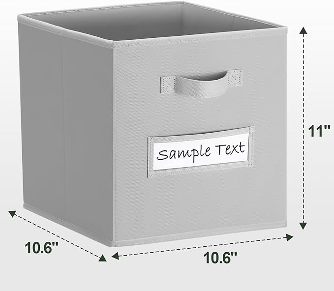 artsdi 11x11 storage cube bins (Set of 10) Foldable Fabric storage cubes with 10 Labels Window Cards & a Pen,11 inch cube sto