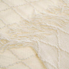 BATTILO HOME Large Cream Throw Blanket with Fringe, End of Bed Throw Blankets White,Spring Throw Blanket for Couch Sofa Indoo