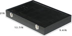 Coward Jewelry Organizer Box, Black Velvet 24 Grids Ring Earring Jewelry Display Tray Case with Transparent Glass Lid for Hom