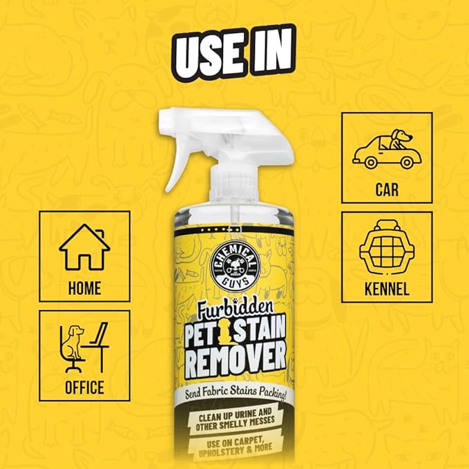 Chemical Guys Furbidden Pet Stain Remover for Car & Home, Carpet & Upholstery Cleaner, Eliminates Pet Odors & Stains from Uri
