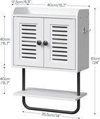 HOOBRO Medicine Cabinet, Double Doors Bathroom Wall Cabinet with Towel Bar, Adjustable Shelf, 2 Hooks, Over The Toilet Storag