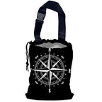 Compass Car Trash Bag,Hanging Drawstring Car Garbage Bag,Waterproof Canvas Car Back Seat Organizer with Adjustable Buckle,for Vehicles,SUVs,Camping,Road Trips