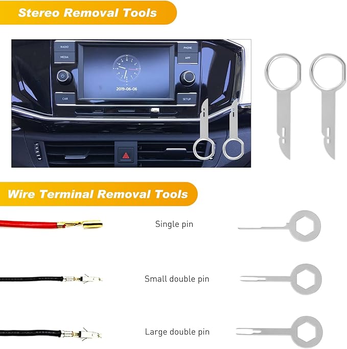 GOOACC 19Pcs Trim Removal Tool Set Panel Fastener Clips Removal Automotive Plastic Upholstery Pliers Removal Install Removal 