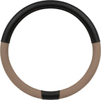 Cat® ErgoDrive Car Steering Wheel Cover with Tan Beige Grip, Black Faux Leather Steering Wheel Cover for Auto Truck Van SUV - Standard 14.5" - 15 Inches