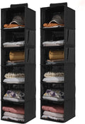 2 Packs Hanging Closet Organizer Storage, 6-Shelf Hanging Shelves for Closet, Closet Clothes Organizer and Storage with Side 