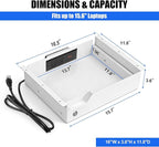 Under Desk Drawer Storage with Lock, Metal Undermount Table Drawer, Ball Bearing Slides Out Tray Organizer for Paper, Pencil,