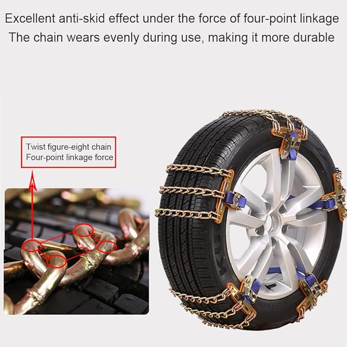1 Pcs Tire Snow Chain, Snow Chain Car Anti Slip Tire Chains Anti Skid Tire Snow Chains for Car SUV Trucks (S 165-195mm)