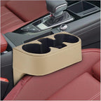 Car Cup Holder, PU Leather Auto Front Console Gap Filler Organizer, Multifunctional Cup Drink Holder, Car Seat Gap Filler Storage Box, Coin Bucket, Cell Mobile Phone Holder (Beige)