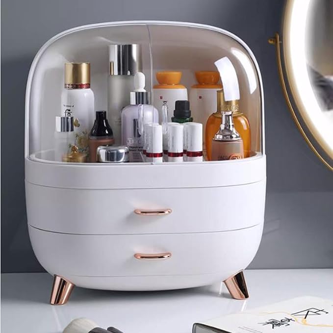 Makeup Organizer Box Cosmetic Display Cases,Makeup Organizer Box for Vanity, Storage Box Cabinet with Drawers and Transparent