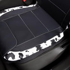 Flying Banner car seat Covers Protects Water Proof Faux Leather Carbon Fiber Fronts Rear Bench Covers (Cow Black, Full Set - 