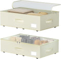 Under Bed Storage with Wheels, No Assemble Required 7.5 inches height Under Bed Storage bins,Large capacity Rolling Underbed 