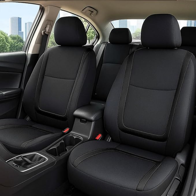 BELOMI Car Seat Covers Only, Breathable Premium Cloth Auto Seat Cover, Universal Front and Rear Seat Covers, Automotive Inter