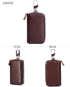 Large Leather Key Case Wallet with 12 Hooks & 1 Keychain/Ring for Men or Women