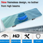 SkycropHD Frameless Anti Glare Rear View Mirror Interior Panoramic Wide Angle Mirror Eliminate Blind Spots for Car SUV Truck – Flat,11.8in (Blue)
