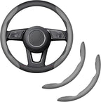 2-Piece Steering Wheel Cover, Carbon Fiber Segmented Steering Wheel Protector, Universal and Anti-Slip Durable Car Leather Pr