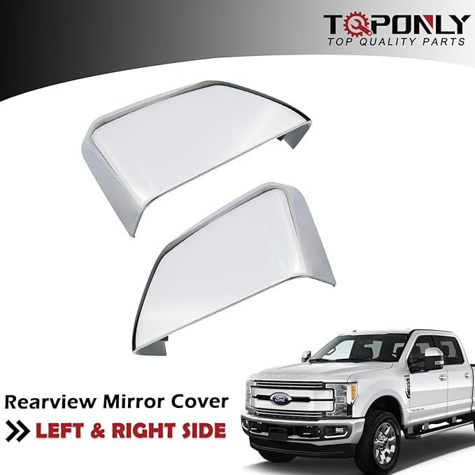 1 Pair Tow Mirror Chrome Cover Cap | For 2017-2024 Ford Super Duty F250 F350 F450 F550 Truck Accessories Replacement |