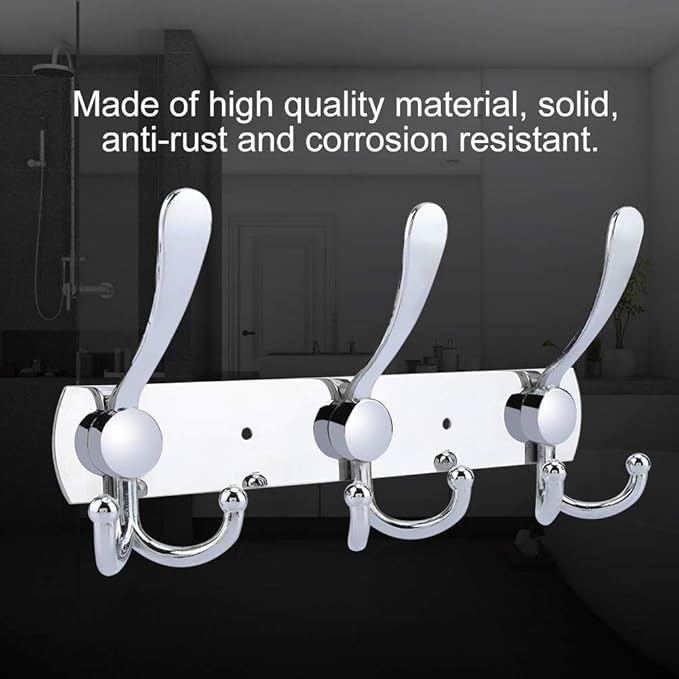 Stainless Steel Wall Hooks for Clothes, Multifunctional Towel Hat Rack Organizer, Wall Mounted Coat Rack Durable Hangers for 