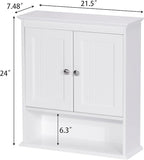 Spirich Bathroom Cabinet Wall Mounted with Doors, Wood Hanging Cabinet with Doors and Shelves Over The Toilet, Bathroom Wall 