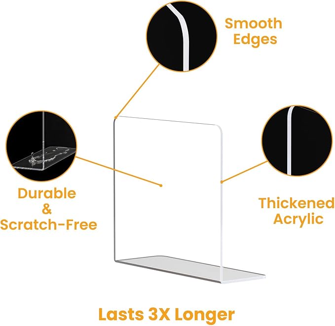 Shelf Dividers for Closet Organization – Acrylic Clear Sturdy Dividers to Keep Clothes, Sweaters & Purses Upright, Free-Stand