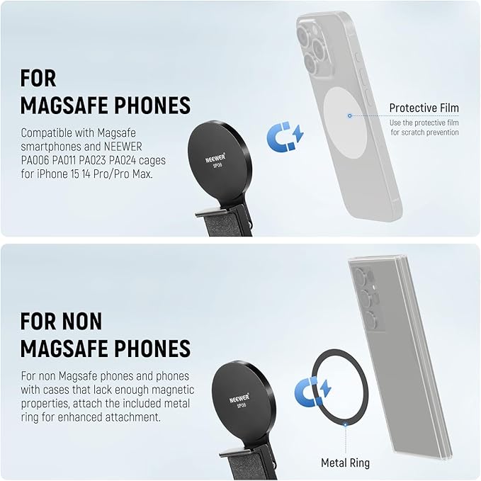 NEEWER Continuity Camera Mount for Desktop Monitor, Magnetic Tri Fold Desk Phone Webcam Holder with Arca Type Base, Compatible with MagSafe iPhone iMac Apple TV 4K Desktop Mac Laptop Samsung, SP08