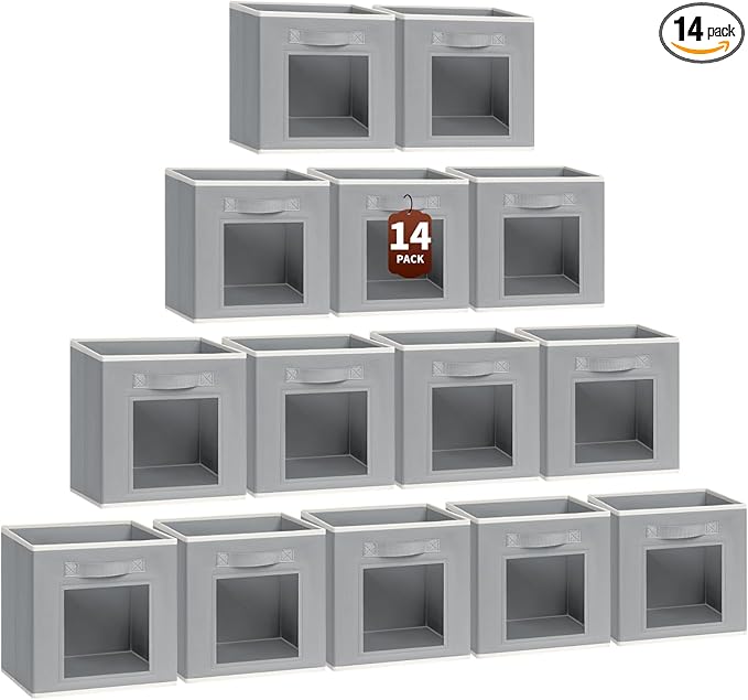 Homsorout Storage Cube 11 Inch - Cube Storage Bins with Window, Closet Storage Baskets with Handle, Fabric Bins for Closet, S